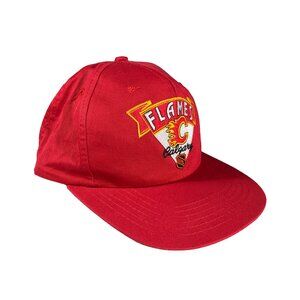 Vintage 1990s Calgary Flames NHL Snapback Hat Red mens O/S